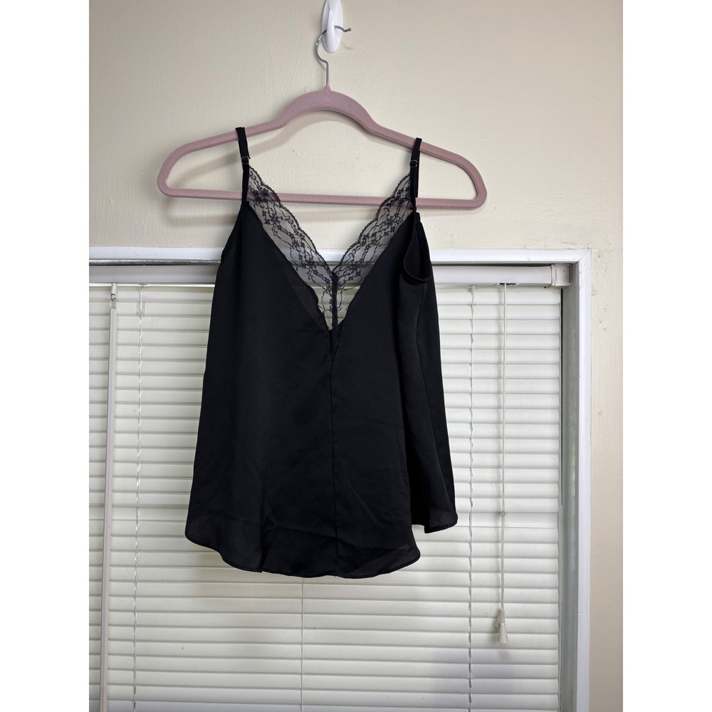 Blush J Black Lace Trim V-Neck Camisole Adjustable Straps Size Large Womens Top